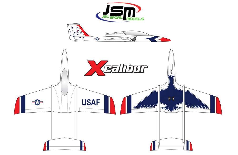 JSM Xcalibur sports jet Thunderbirds Scheme P-60/P100 size