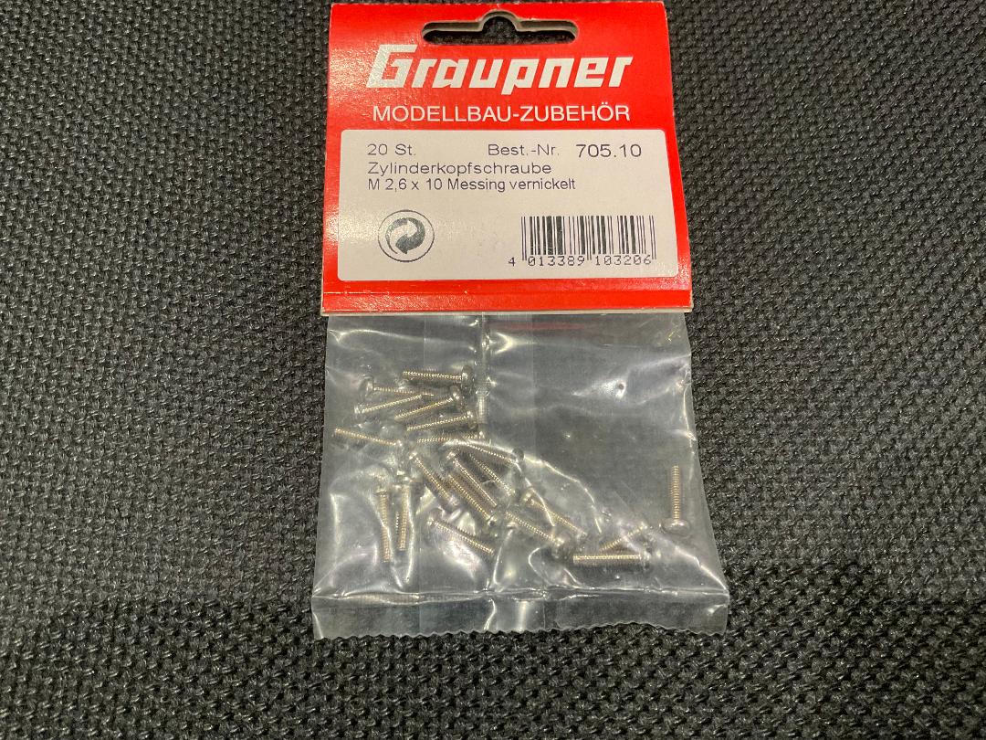 (image for) M2.6 x 10 slot head brass nickel screw (20)