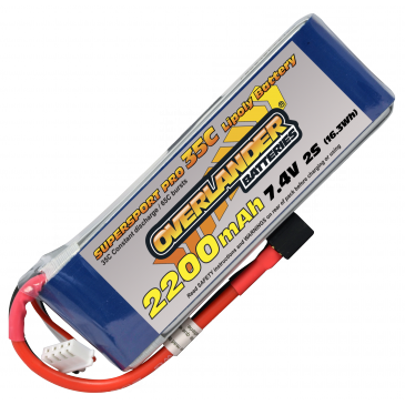 2200mAh 2S 7.4v 35C LiPo with Deans JST-XH